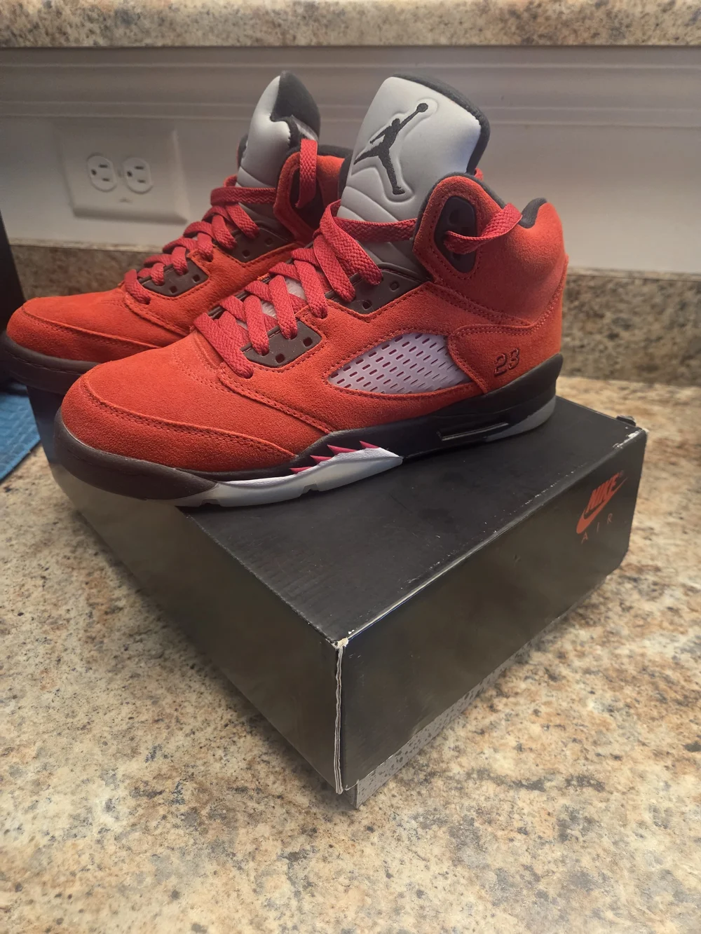 Air Jordan 5 Retro Red Suede Sneakers
